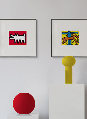 凯斯哈林挂画Keith Haring街头涂鸦波普风格趣味卡通装饰画艺术画