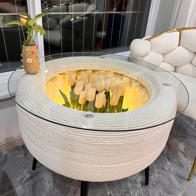 轮胎茶几材料全套玻璃网红玻璃桌