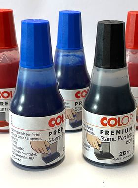 COLOP刻乐圃801回墨印章水性印油纸箱印台补充液蓝色红色黑色包邮