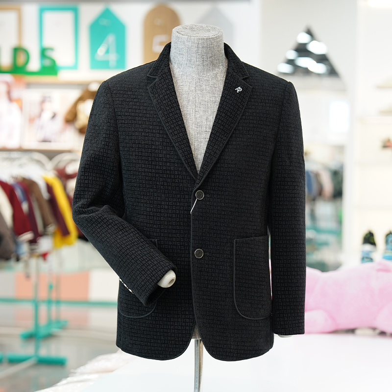 呢外套西装男士商务休闲加厚花呢上衣伴郎服冬季新款修身单西西服