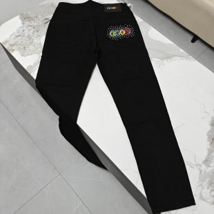 显瘦长裤 新款 修身 轻奢烫钻高级感男女同款 潮牌彩色GOOD刺绣牛仔裤