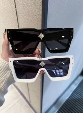 童锦程同款眼镜大框连体潮人太阳镜欧美超酷个性镶钻方形墨镜男女