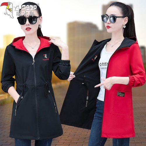 啄木鸟连帽风衣外套女2025初春新