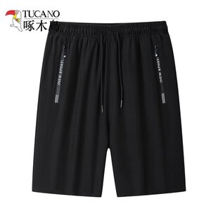 中裤 啄木鸟男夏季 大码 运动休闲跑步宽松速干沙滩裤 外穿 冰丝五分裤