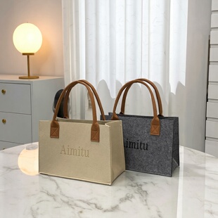 大容量托特包通用可放电脑高级感图文宣传定制logo毛毡广告手提袋