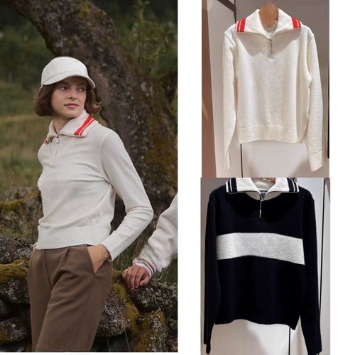 加厚高尔夫服装女装针织长袖翻领毛衣运动高球棒球服上衣显瘦百搭