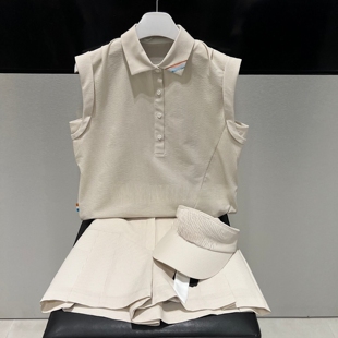 翻领无袖高尔夫服装女装套装洋气韩版百搭运动休闲高球棒球服短裤