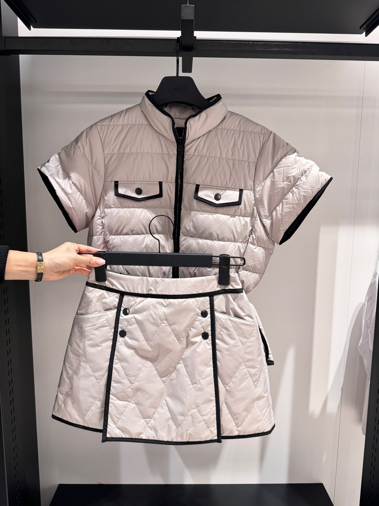 加棉加厚保暖羽绒短袖外套套装显高尔夫服装