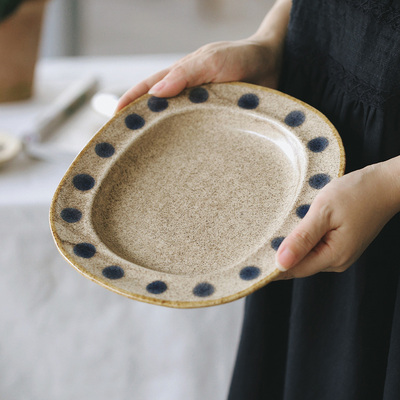 泽滕家浅汤盘子原创设计波点