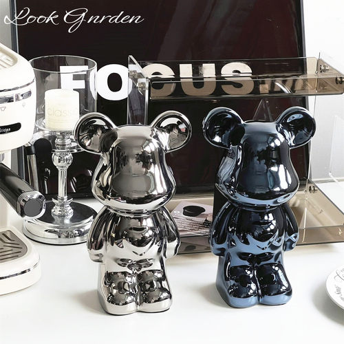 暴力熊轻奢陶瓷摆饰桌面客厅玄关电视柜酒柜存钱罐简约家居装饰品