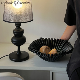 高级感中古风波浪黑色果盘法式果碗餐桌茶几桌面收纳装饰艺术摆件