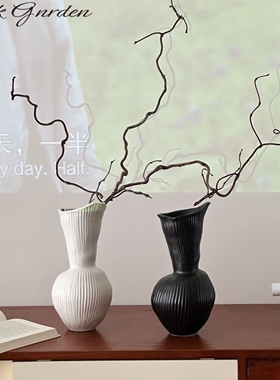 花瓶摆件客厅插花轻奢高级感陶瓷法式白色复古水养鲜花水培