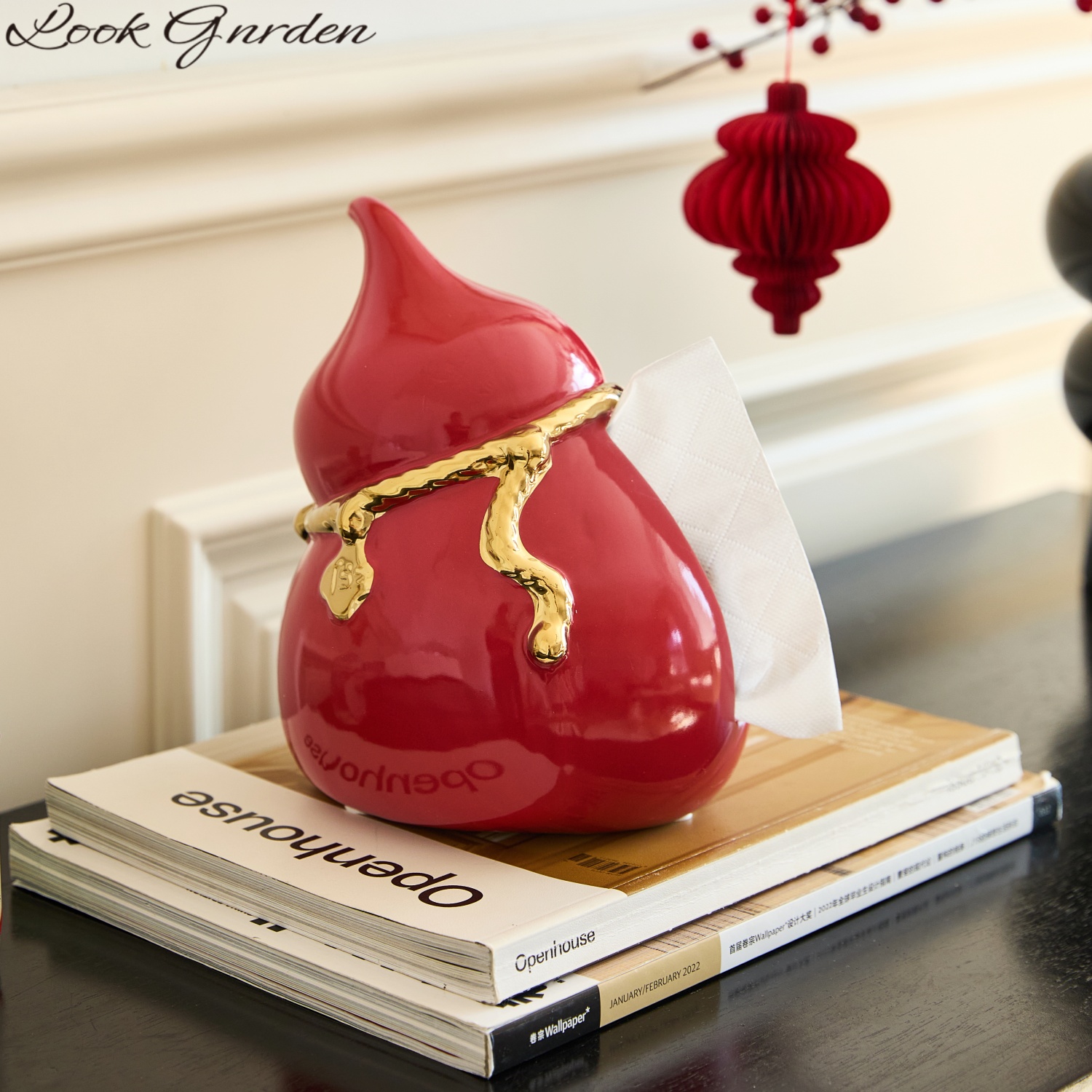 葫芦陶瓷纸巾盒桌面摆件