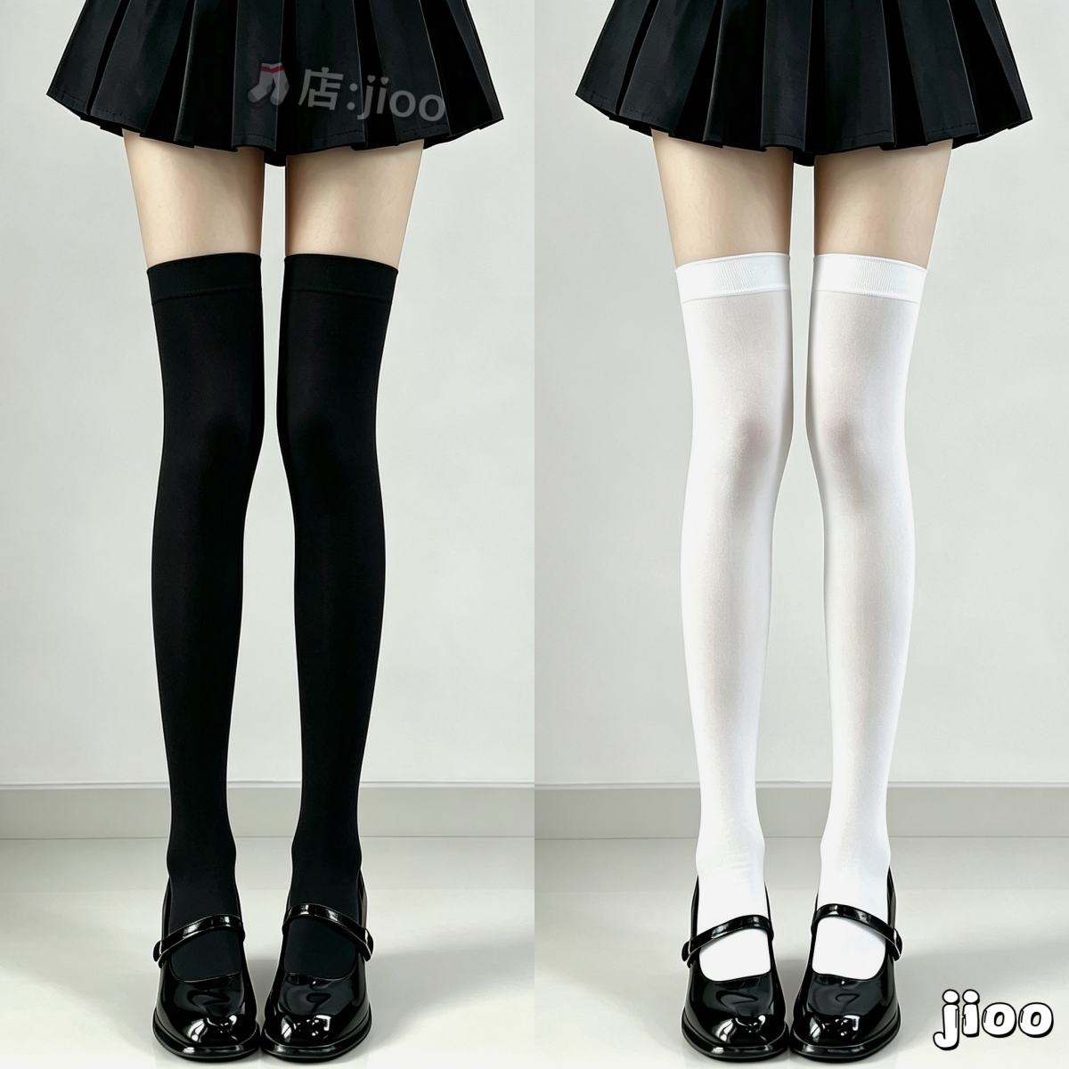 thumbnail for JK calf socks women's pressure socks lolita white half-cut over-the-knee stockings Japanese thigh high long tube anti-slip