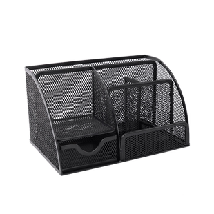 金属网格笔筒组合办公用品桌面收纳笔插文具整理盒多功能笔座大容量小清新时尚可爱创意时尚收纳网纹网状