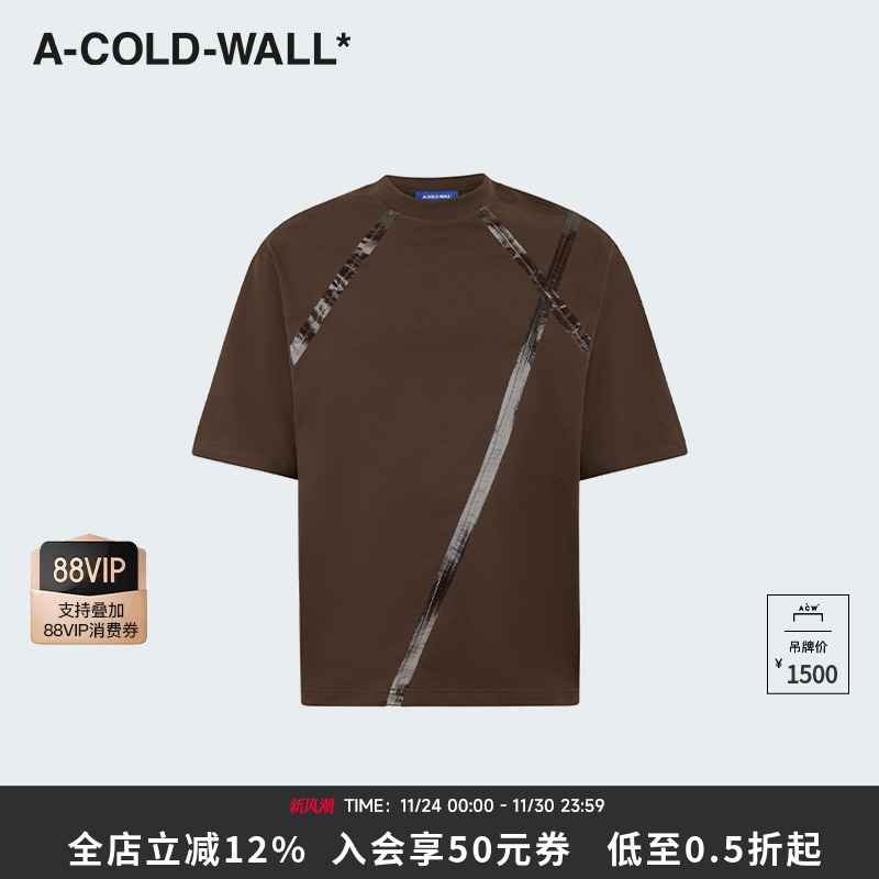 【新品】ACOLDWALL2025春夏圆领天线系列T恤短袖纯棉ACWMTS209
