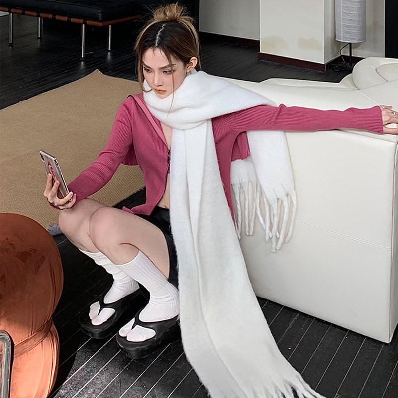 纯色保暖氛围感披肩围巾围脖