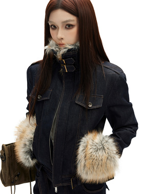 common in 0120 巨能搭！可拆卸毛领袖套保暖毛里正肩牛仔外套女