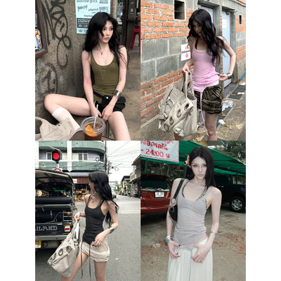 不规则下摆吊带背心显瘦