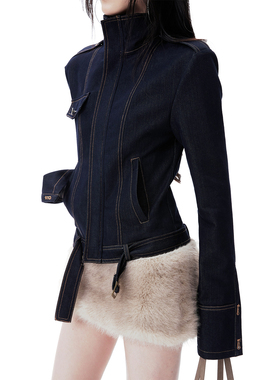 Common in 0120 短款正肩牛仔外套女复古立领洋气短牛仔夹克开衫