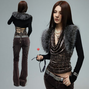 羊毛坎肩秋冬针织拼接开衫 0120 软糯毛绒短款 型不妥协 common