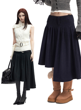 common in 0120 邂逅优雅 压褶重工加宽腰头A字低腰不规则半身裙