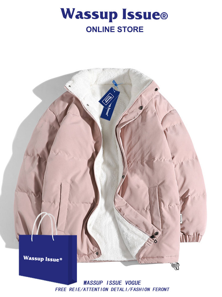 WASSUP ISSUE LAMB WOOL COTTON JACKET MENS WINTER CLOTHES COUPLES WINTER FLEECE THICKENED DOWN COTTON JACKET MENS