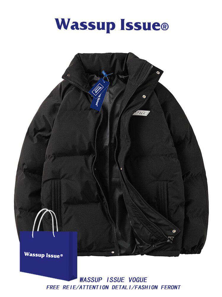 WASSUP ISSUE WINTER COTTON JACKET MENS TIDE THICKENED FLEECE JACKET KOREAN TREND COTTON JACKET BREAD JACKET COTTON JACKET