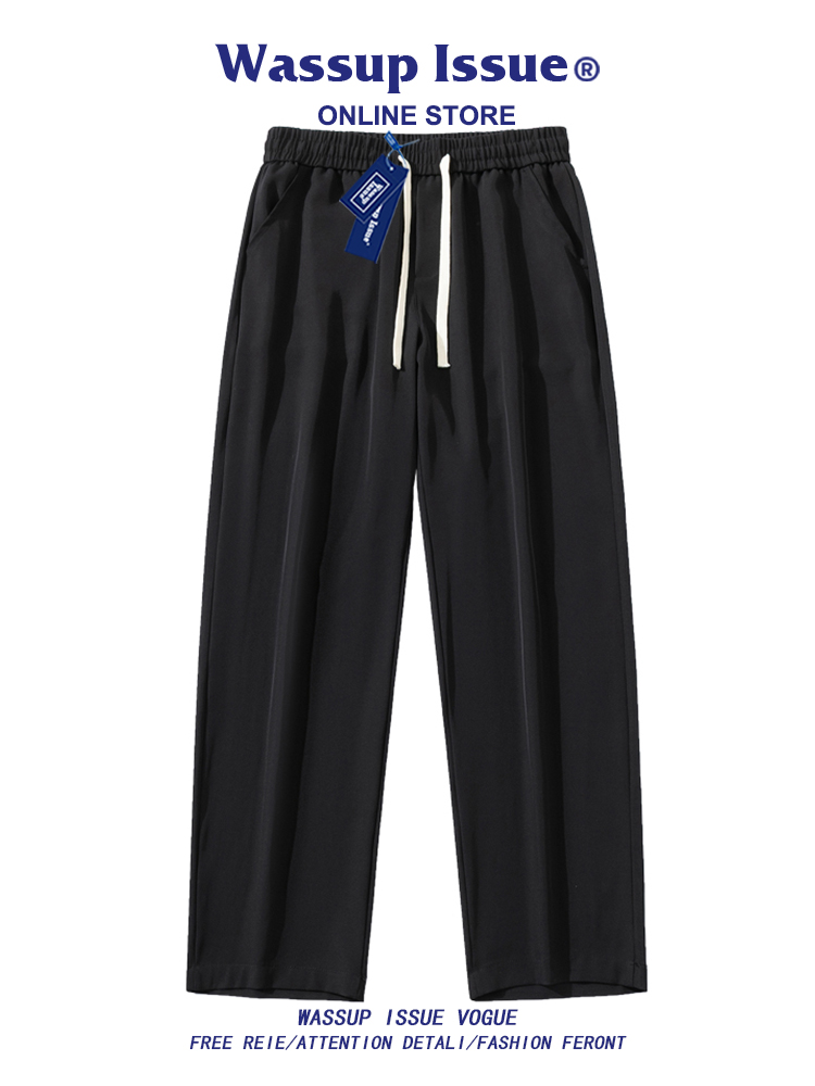 WASSUP ISSUE Japanese ice silk wide-leg pants men's summer loose draped casual trousers straight pants men