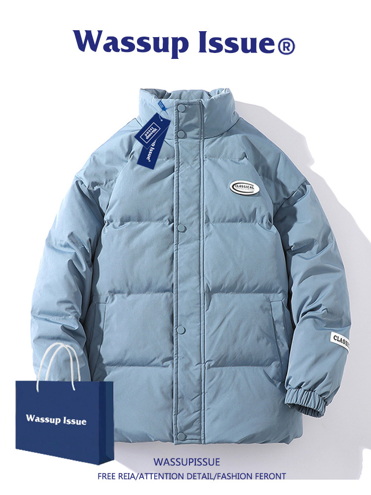 WASSUP ISSUE TRENDY BRAND DOWN PADDED JACKET MENS WINTER THICKENED COTTON CLOTHES COUPLE WINTER COAT MENS PADDED JACKET