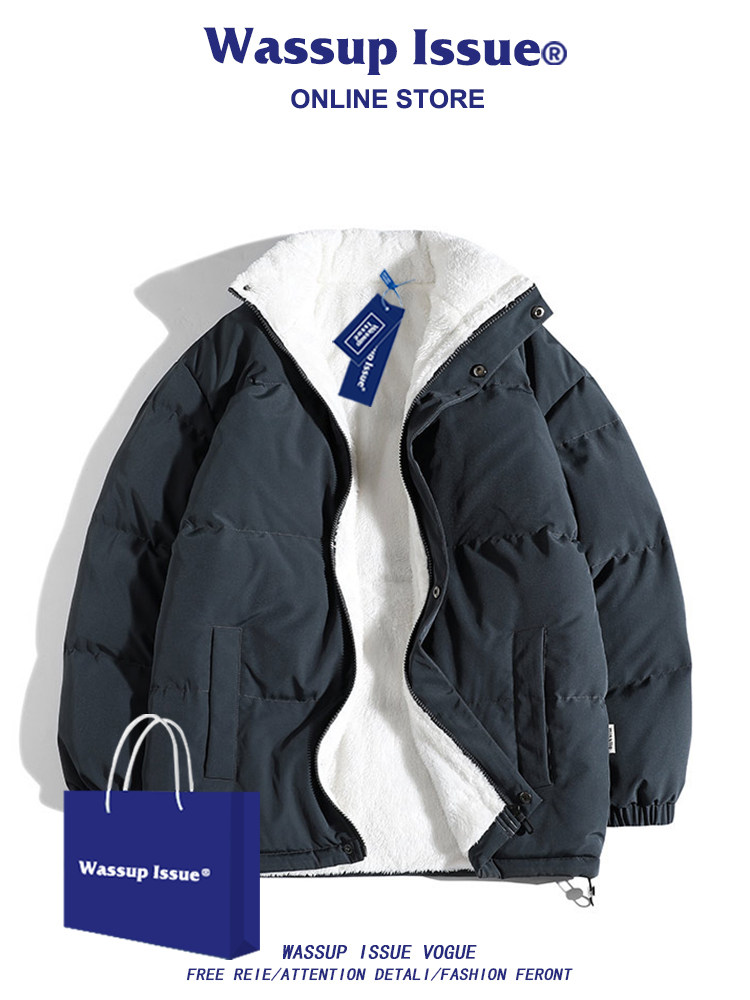 WASSUP ISSUE LAMB WOOL COTTON JACKET MENS WINTER CLOTHES COUPLES WINTER FLEECE THICKENED DOWN COTTON JACKET MENS