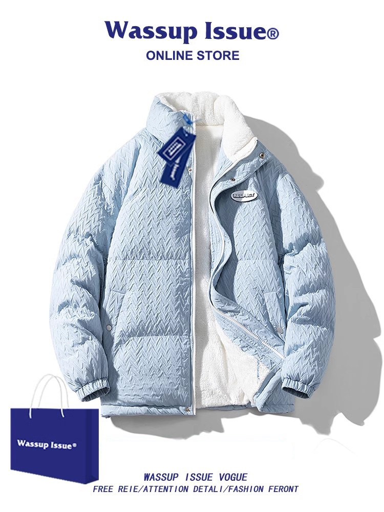 WASSUP ISSUE HOUNDSTOOTH DOWN PADDED JACKET MENS WINTER TIDE BRAND LAMBSWOOL JACKET COTTON JACKET LAMBSWOOL COTTON JACKET