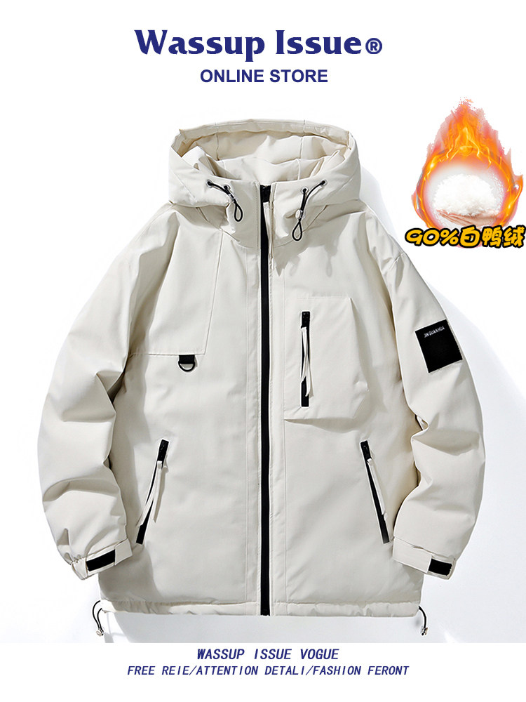 WASSUP Workwear Down Jacket Men's Winter Thickened Parka 2025 New Style Couples Cold-Resistant Lightweight Coat