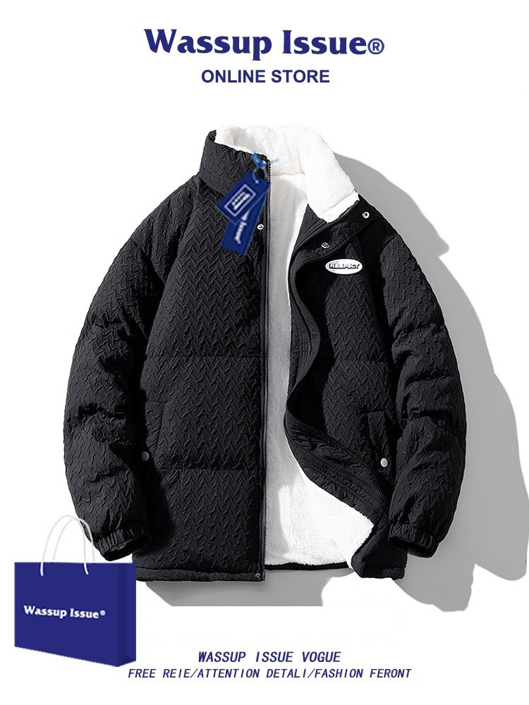 WASSUP ISSUE HOUNDSTOOTH DOWN PADDED JACKET MENS WINTER TIDE BRAND LAMBSWOOL JACKET COTTON JACKET LAMBSWOOL COTTON JACKET