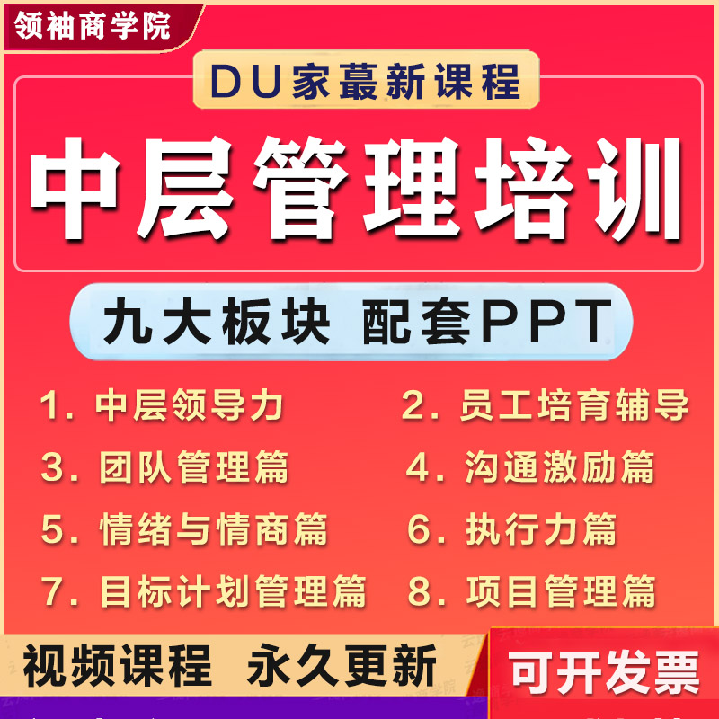 企业中层管理培训提升领导力销售团队执行力员工沟通团队视频课程