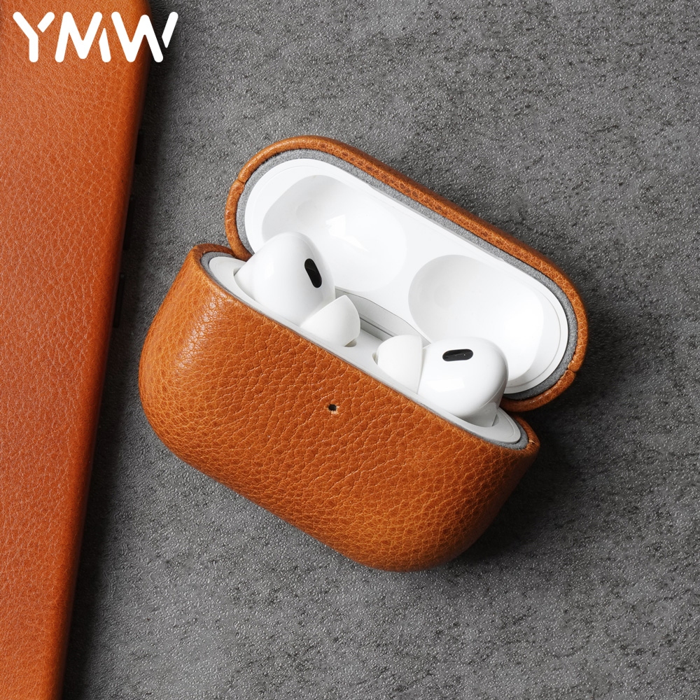 YMW植鞣牛皮适用于苹果AirPodsPro2保护套真皮无线耳机保护壳