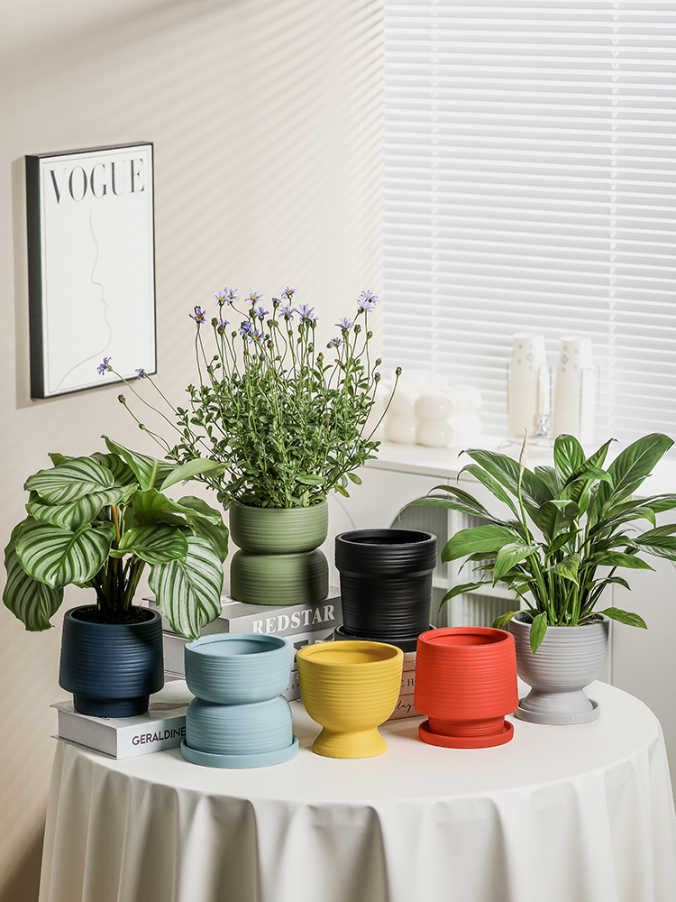 北欧ins简约多彩多肉盆栽仙人掌绿植室内阳台抽象陶瓷花盆带托盘,鲜花速递/花卉仿真/绿植园艺,花盆,淘宝优惠券,粉丝福利购,淘宝优惠卷