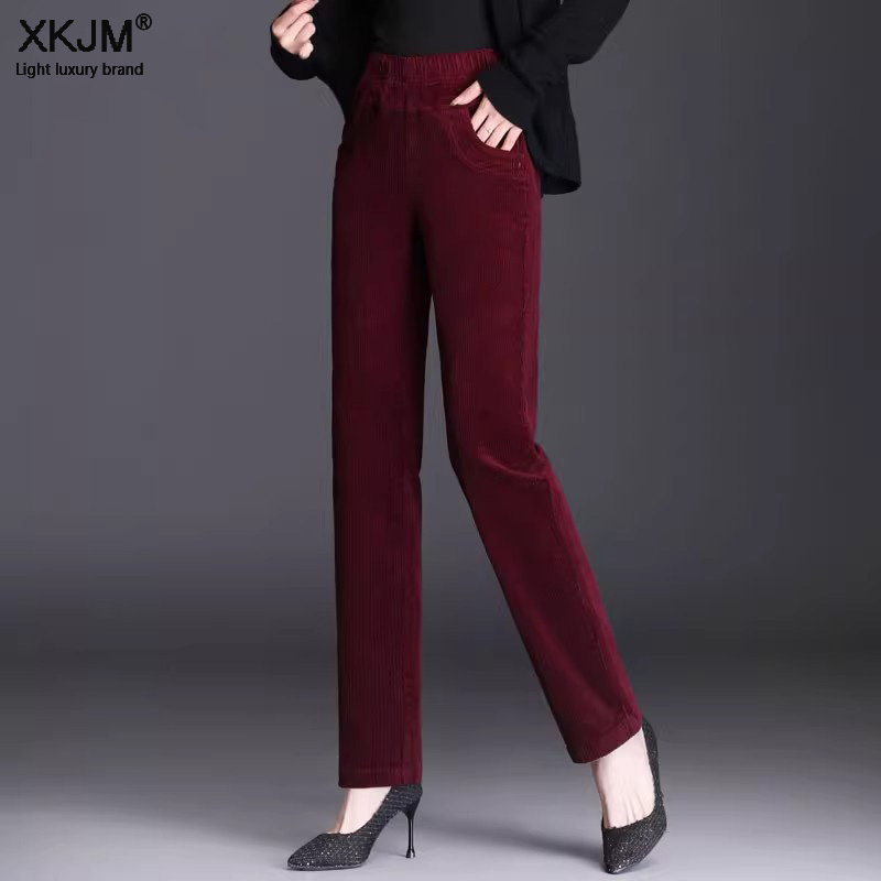 时尚显瘦高腰直筒条绒裤女裤