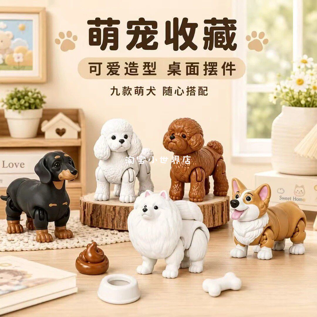 3d萌犬关节可动仿真宠物狗模型摆件趣味互动玩具小狗狗玩具礼物