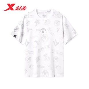 特步兵贵神速短袖T恤男2024夏季新款正品运动休闲篮球印花体恤衫