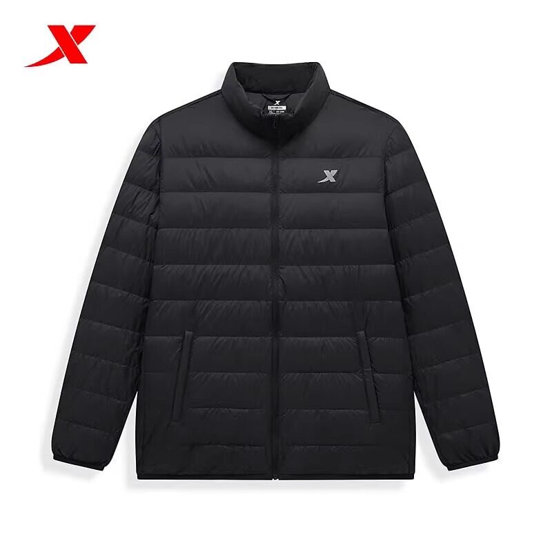 特步三防立领羽绒服男2024冬季新