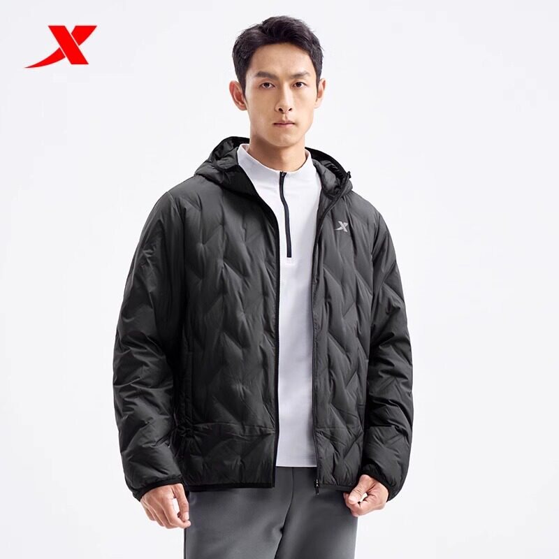特步三防无缝羽绒服男外套2024冬