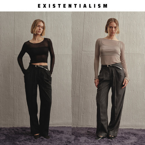 EXISTENTIALISM大口袋羊毛长裤