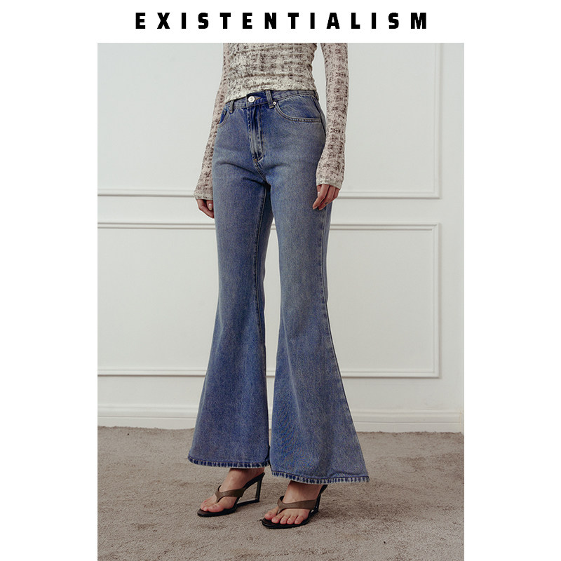 EXISTENTIALISM设计师做旧水洗低腰喇叭裤女拖地显高松弛感丹宁裤