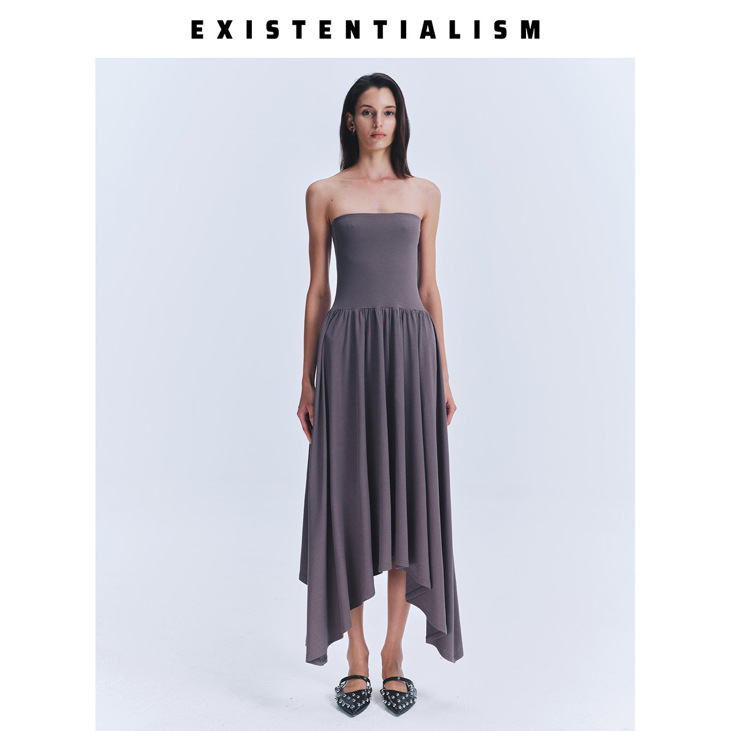 EXISTENTIALISM26SS褶皱半裙女肌理垂感高腰氛围感设计师半身长裙