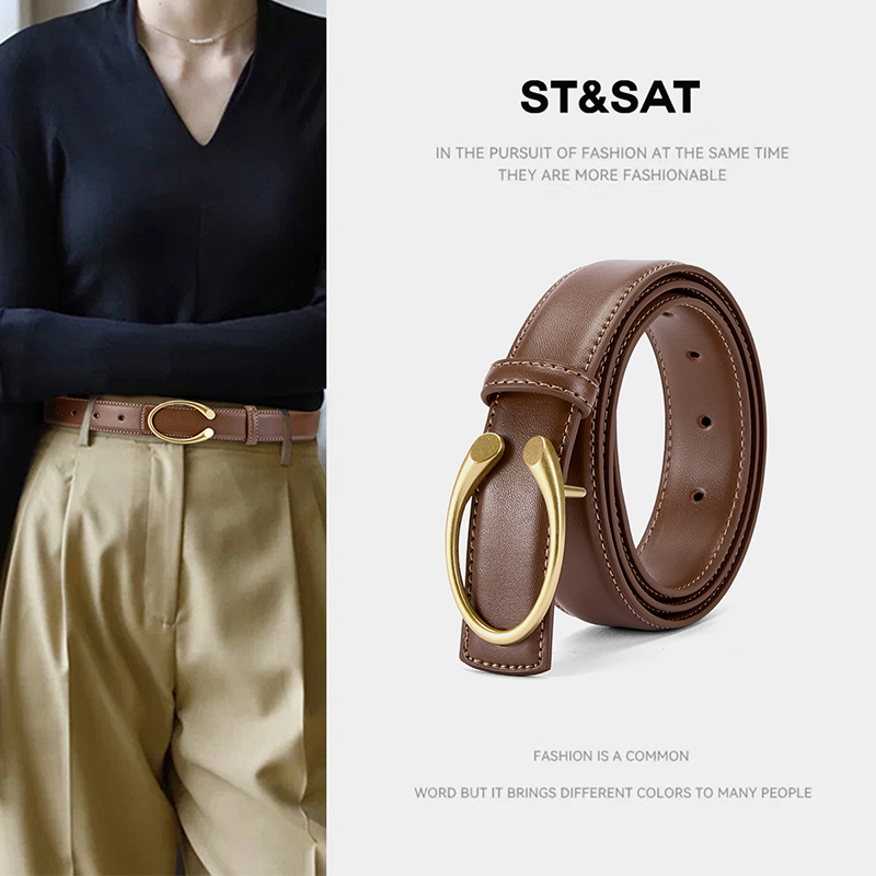 星期六真皮双面皮带女