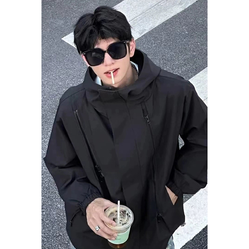 黑色三合一户外冲锋衣男防风防水秋冬美式机能外套工装登山服夹克