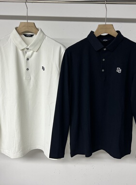 40B150 出口余韩单高尔夫男士秋冬双面磨毛加绒保暖翻领长袖上衣