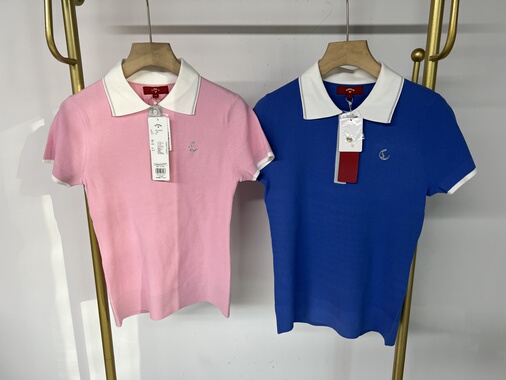 6K088 日本正品高尔夫服装女士春夏吸汗速干短袖polo衫弹力