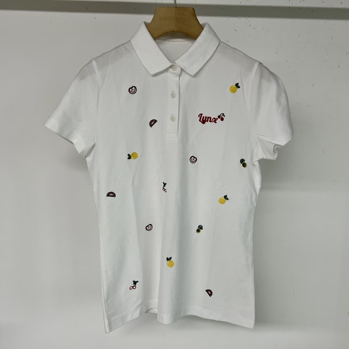2L101 出口余韩单高尔夫女士夏季新品翻领短袖上衣刺绣领导百搭